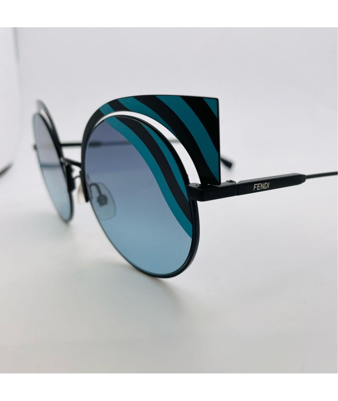 FENDI Бирюзовые металлические солнцезащитные очки, фото 3