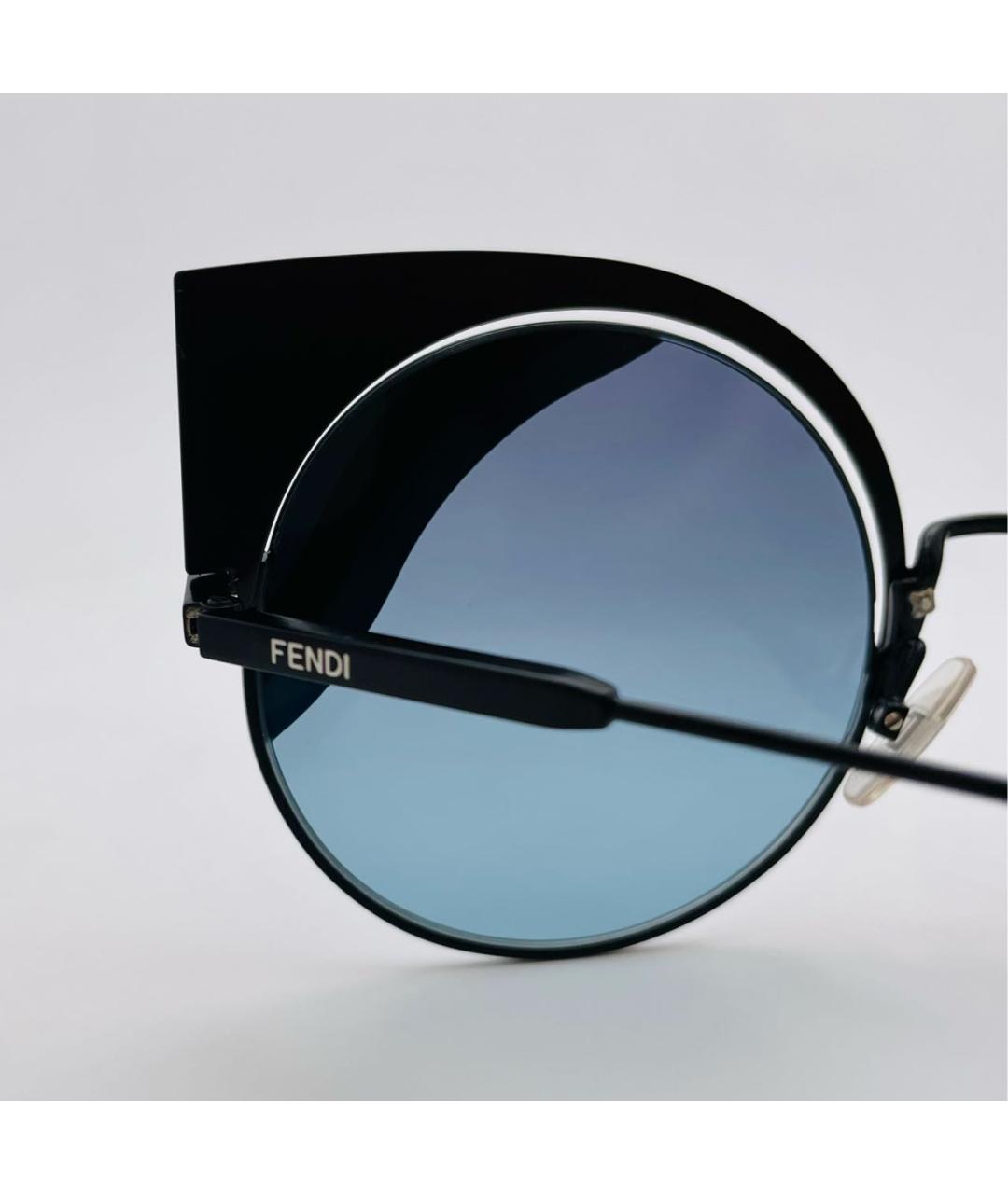 FENDI Бирюзовые металлические солнцезащитные очки, фото 7