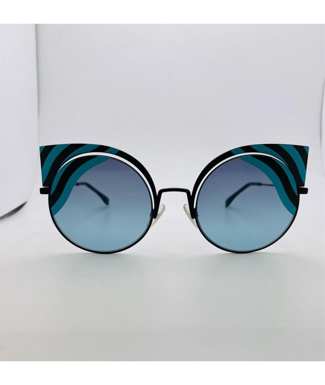 FENDI Бирюзовые металлические солнцезащитные очки, фото 8