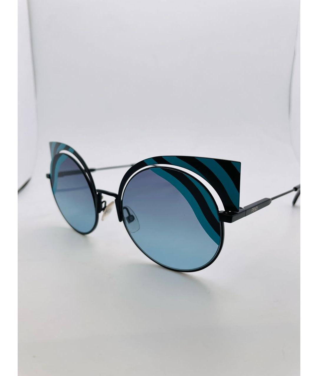 FENDI Бирюзовые металлические солнцезащитные очки, фото 2