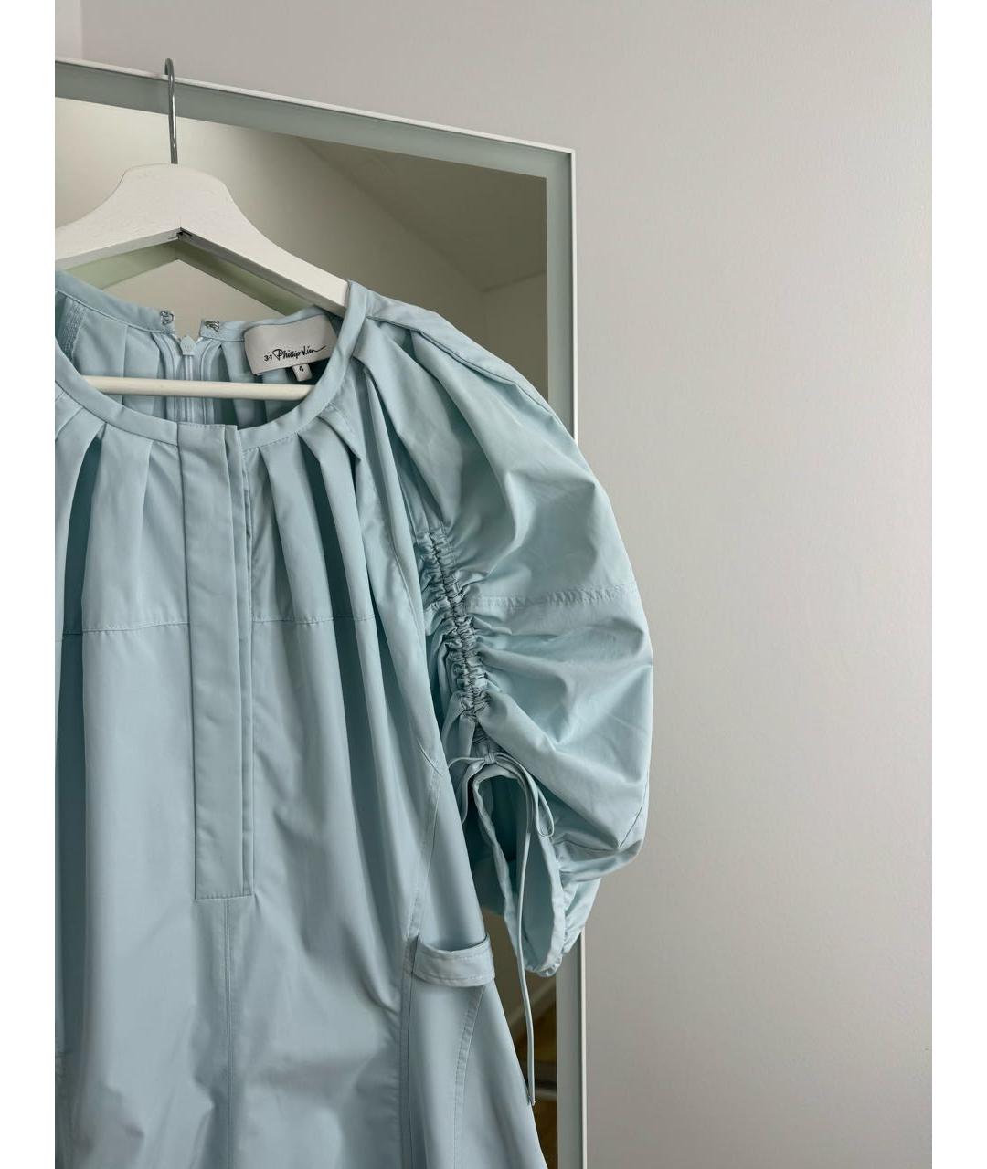 3.1 PHILLIP LIM Голубое хлопковое повседневное платье, фото 5