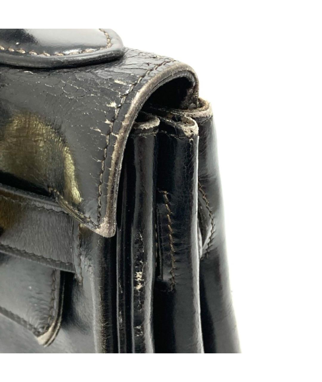 HERMES Черная кожаная сумка с короткими ручками, фото 3