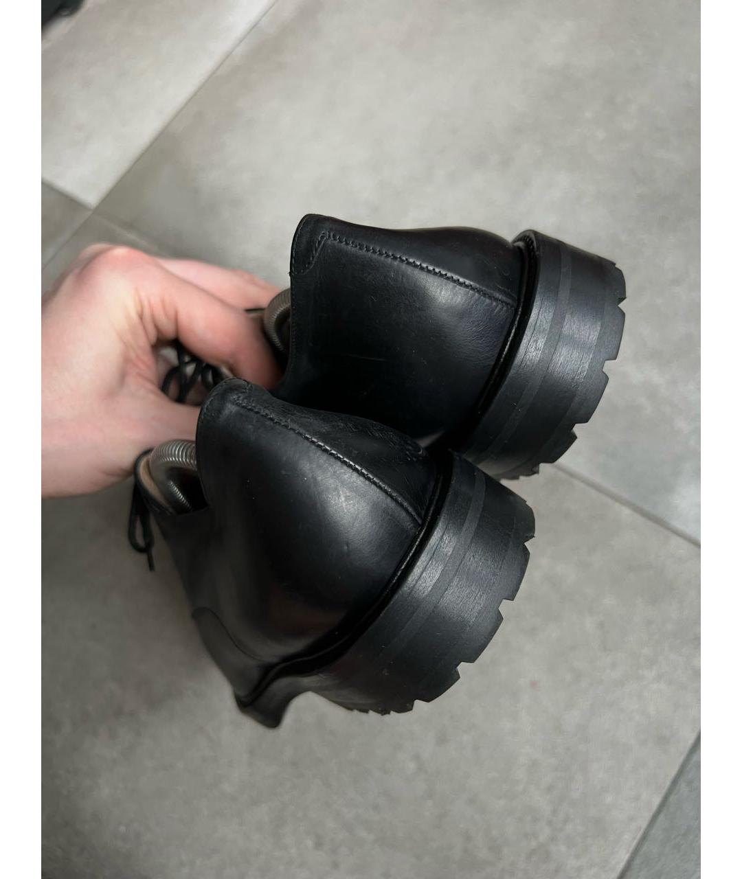 DRIES VAN NOTEN Черные кожаные низкие ботинки, фото 4