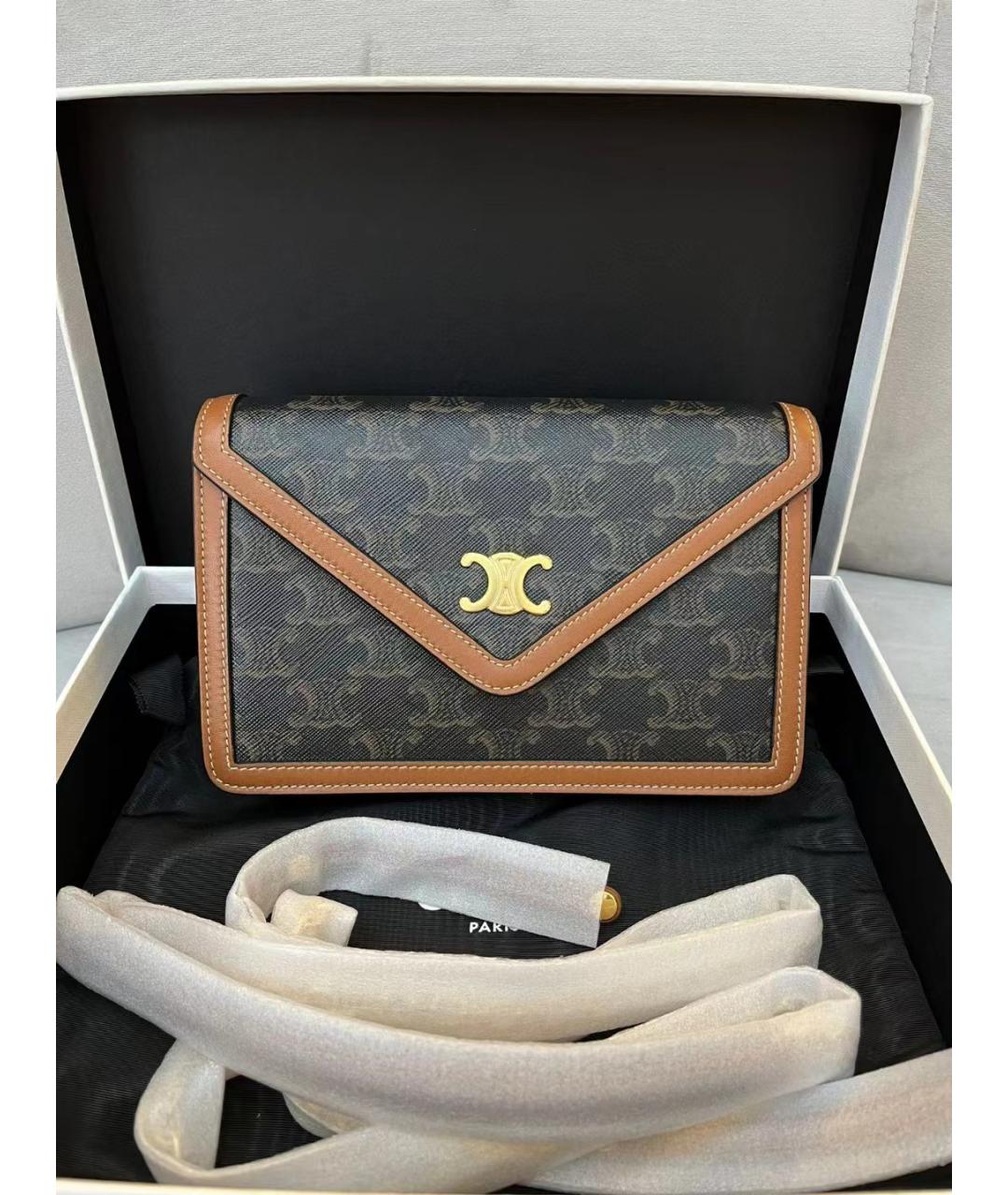 CELINE PRE-OWNED Коричневая кожаная сумка через плечо, фото 7