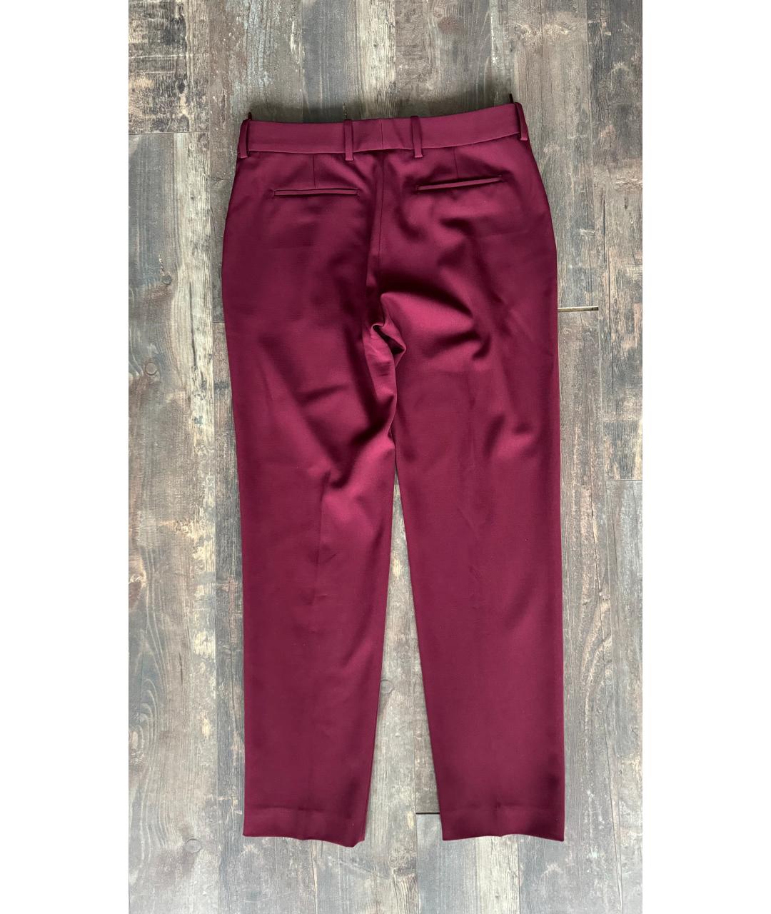 ROBERTO CAVALLI Бордовые шерстяные прямые брюки, фото 2