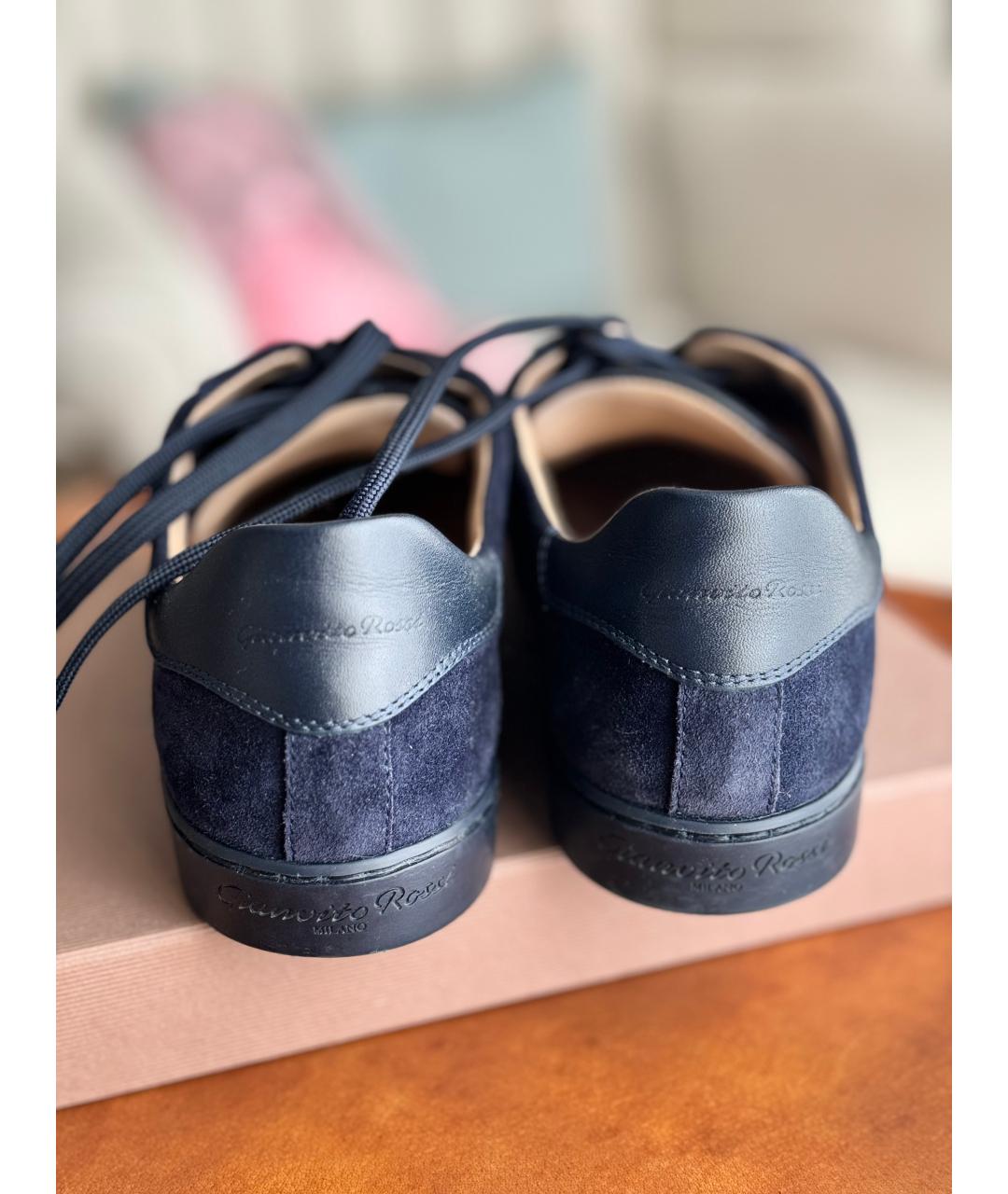 GIANVITO ROSSI Синие замшевые низкие кроссовки / кеды, фото 4