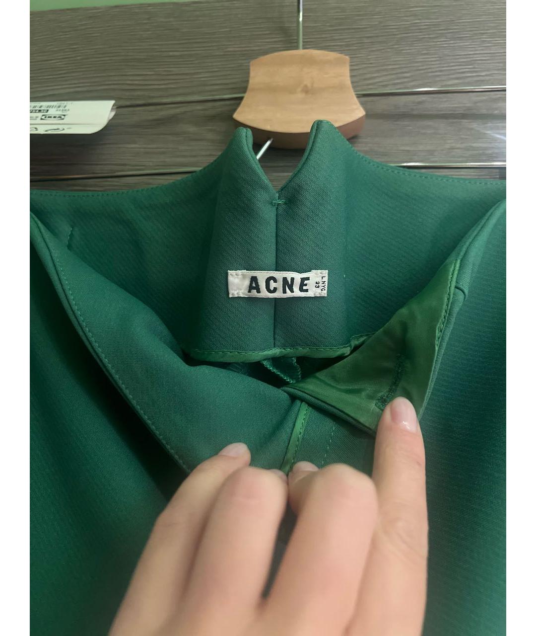 ACNE STUDIOS Зеленые хлопковые брюки узкие, фото 3