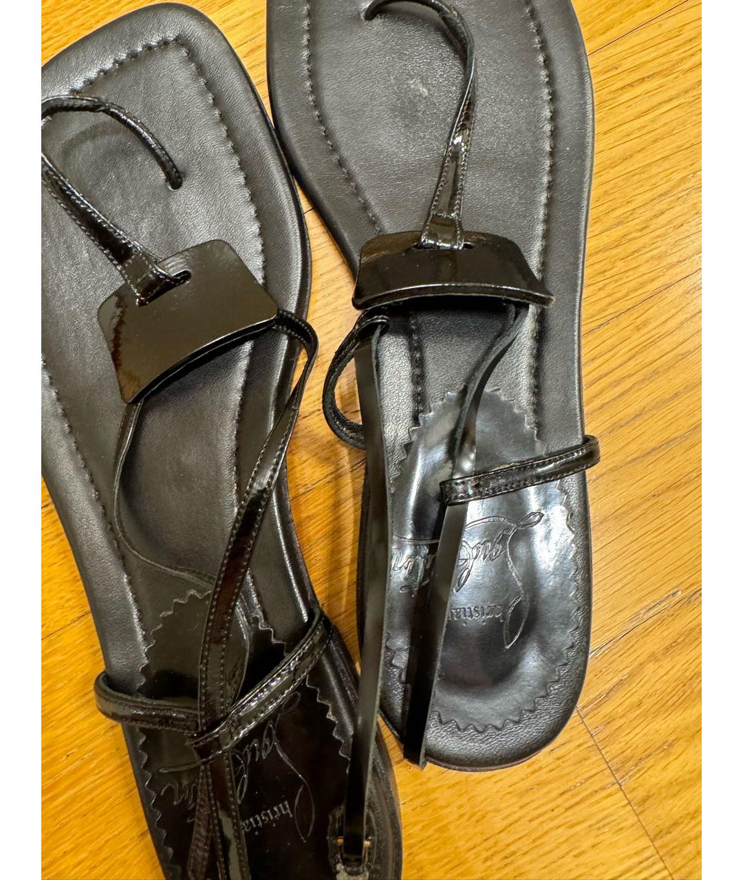 CHRISTIAN LOUBOUTIN Черные кожаные сандалии, фото 2