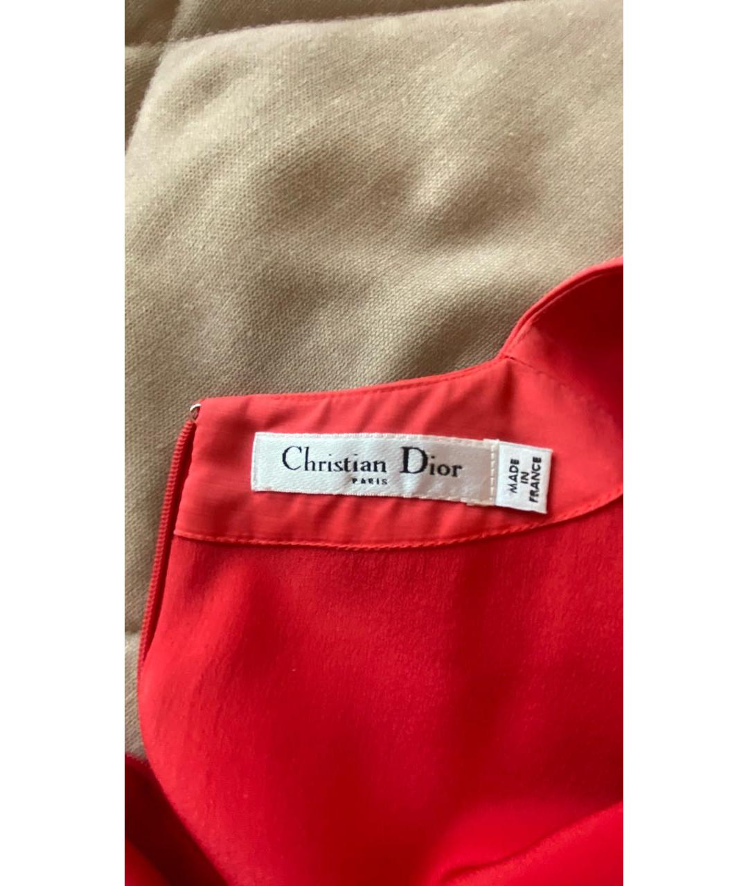 CHRISTIAN DIOR Красное шелковое повседневное платье, фото 3