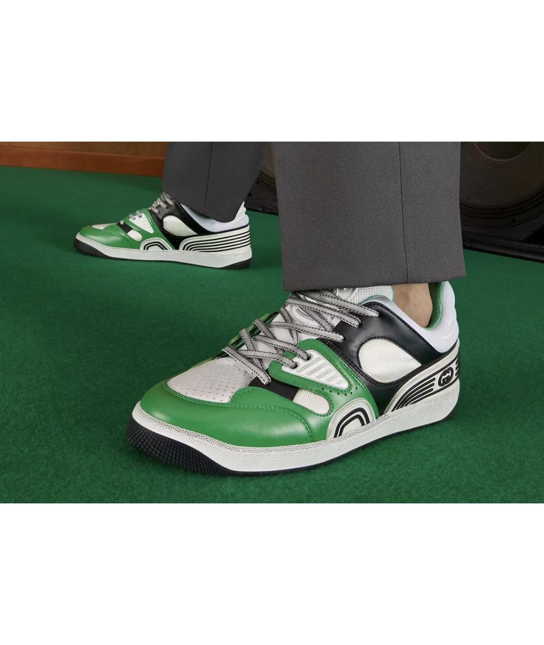 GUCCI Зеленые низкие кроссовки / кеды, фото 3
