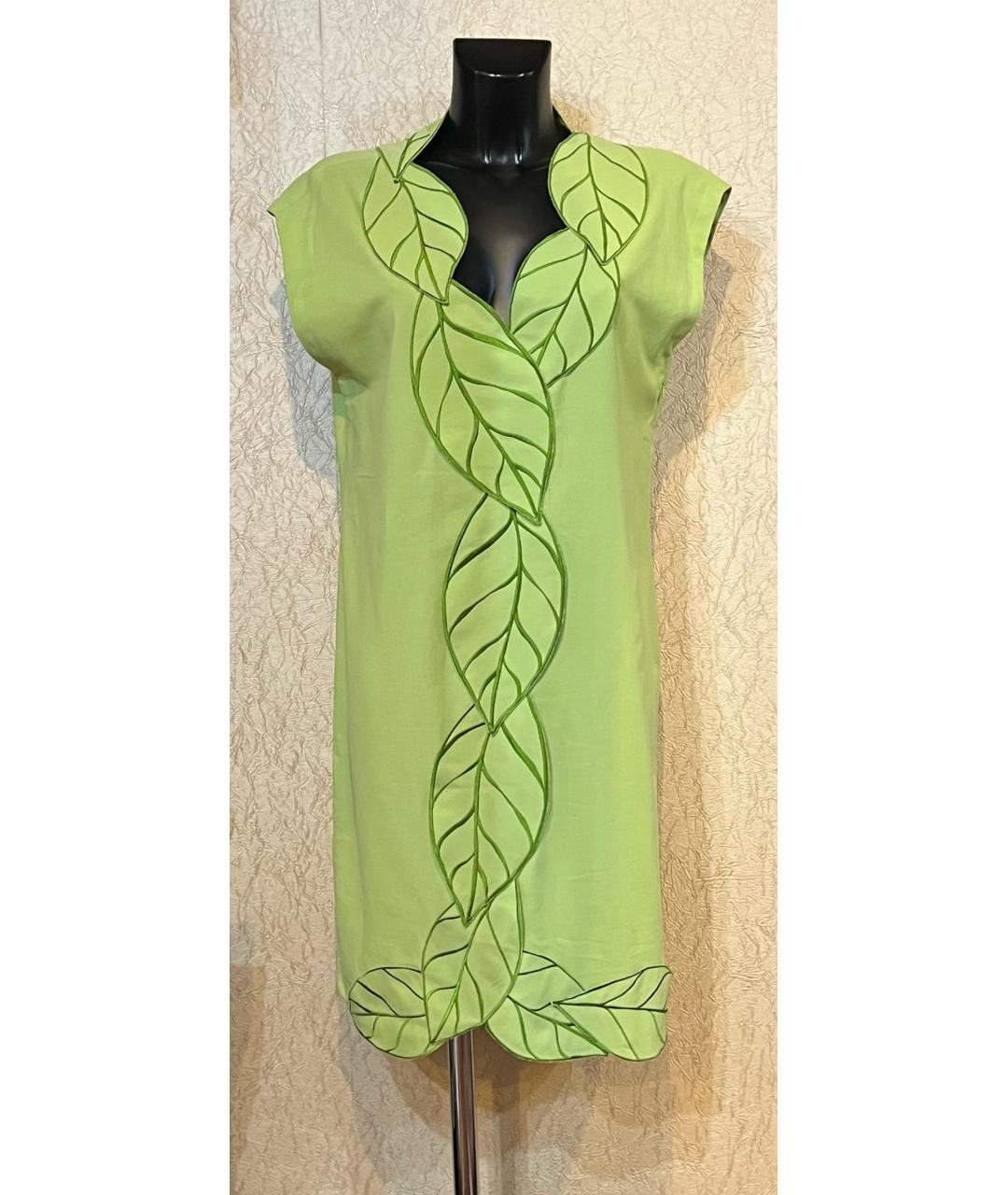 MOSCHINO Зеленые хлопко-эластановое повседневное платье, фото 2