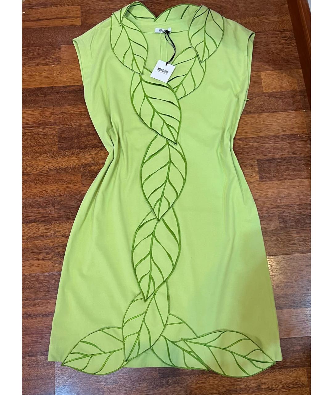 MOSCHINO Зеленые хлопко-эластановое повседневное платье, фото 6
