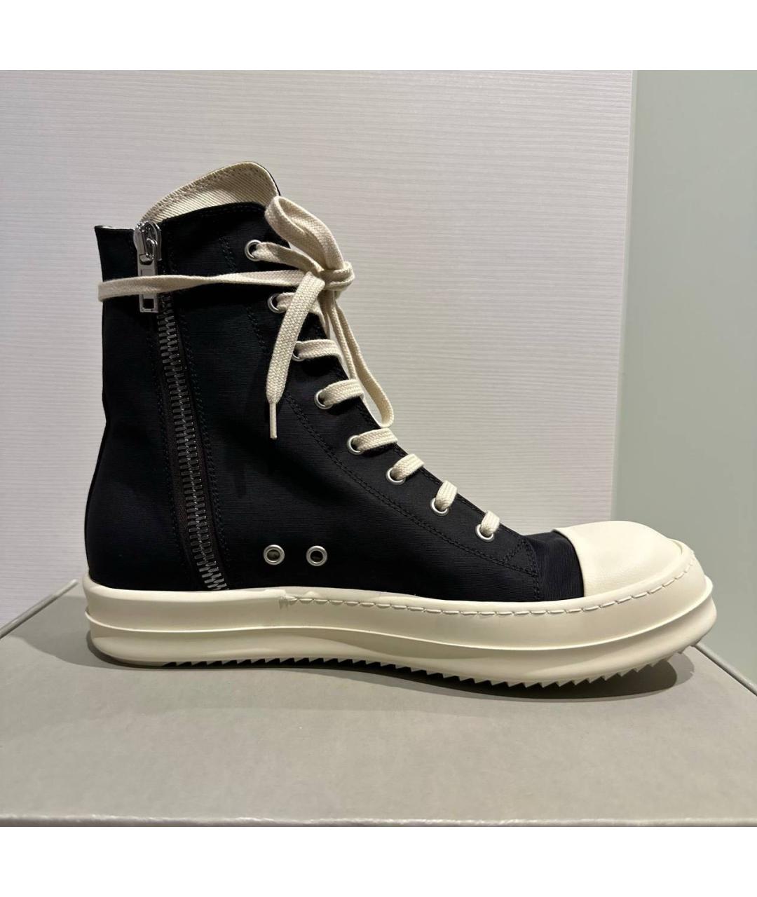 RICK OWENS DRKSHDW Черные текстильные высокие кроссовки / кеды, фото 5