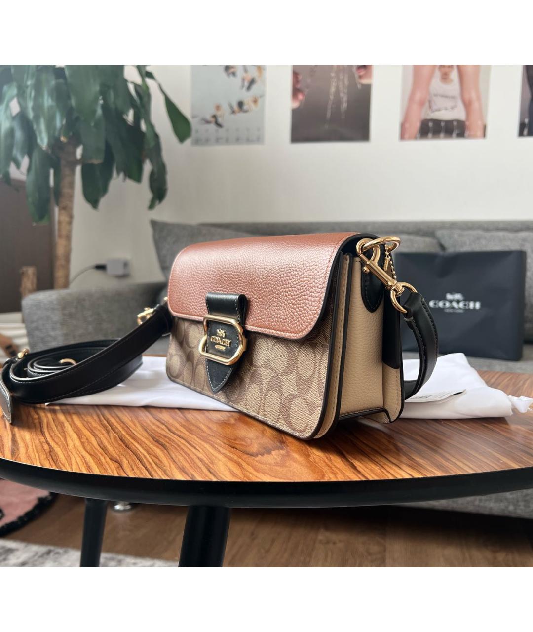 COACH Коричневая кожаная сумка через плечо, фото 4