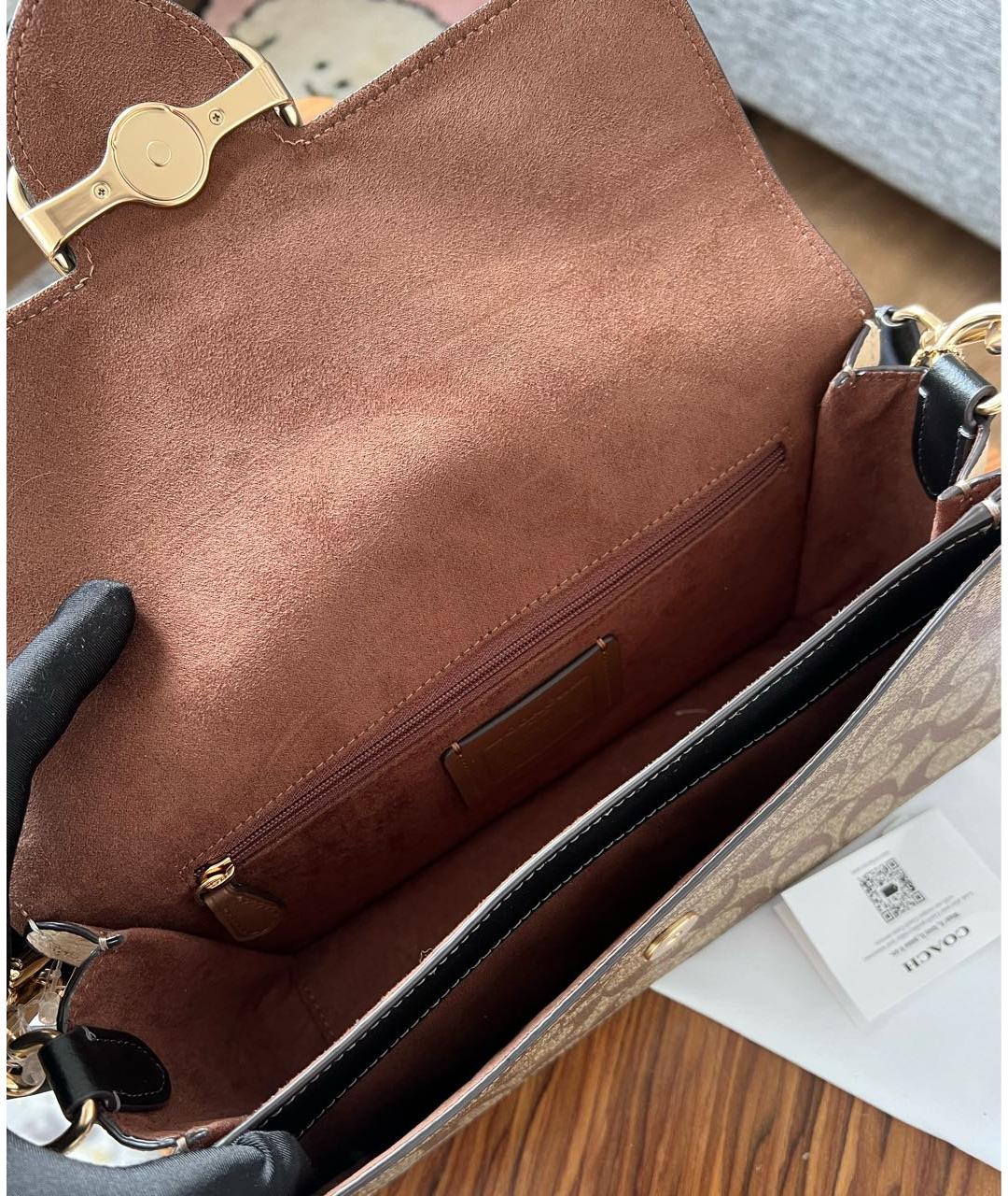 COACH Коричневая кожаная сумка через плечо, фото 7