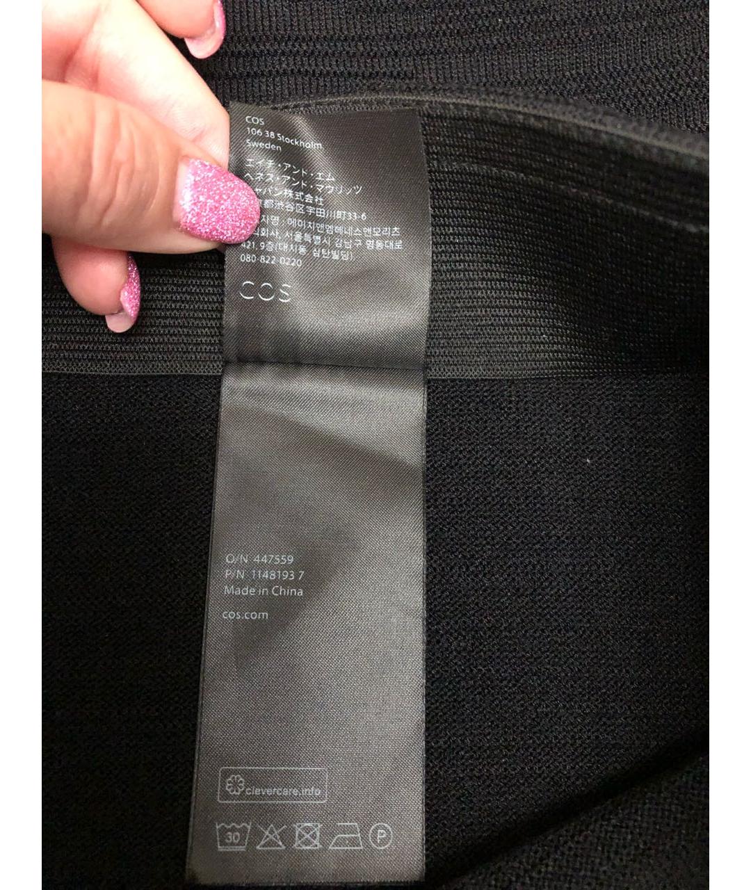 COS Черная полиэстеровая юбка миди, фото 8