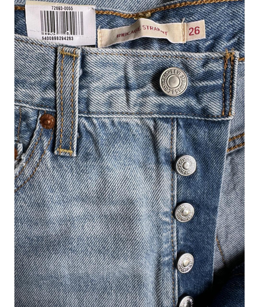 LEVI'S Голубые хлопко-лиоцелловые прямые джинсы, фото 7