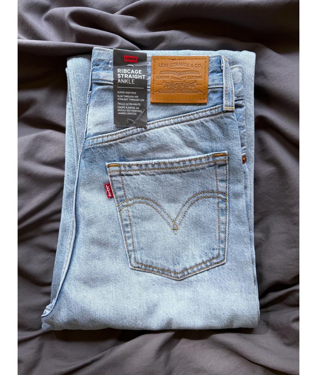 LEVI'S Голубые хлопко-лиоцелловые прямые джинсы, фото 5