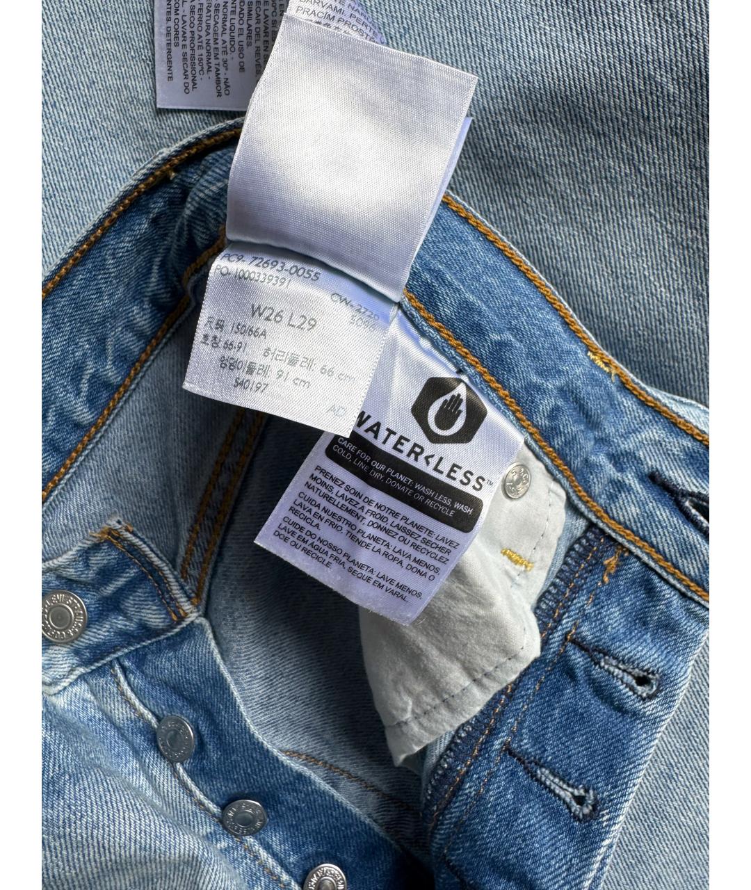 LEVI'S Голубые хлопко-лиоцелловые прямые джинсы, фото 6