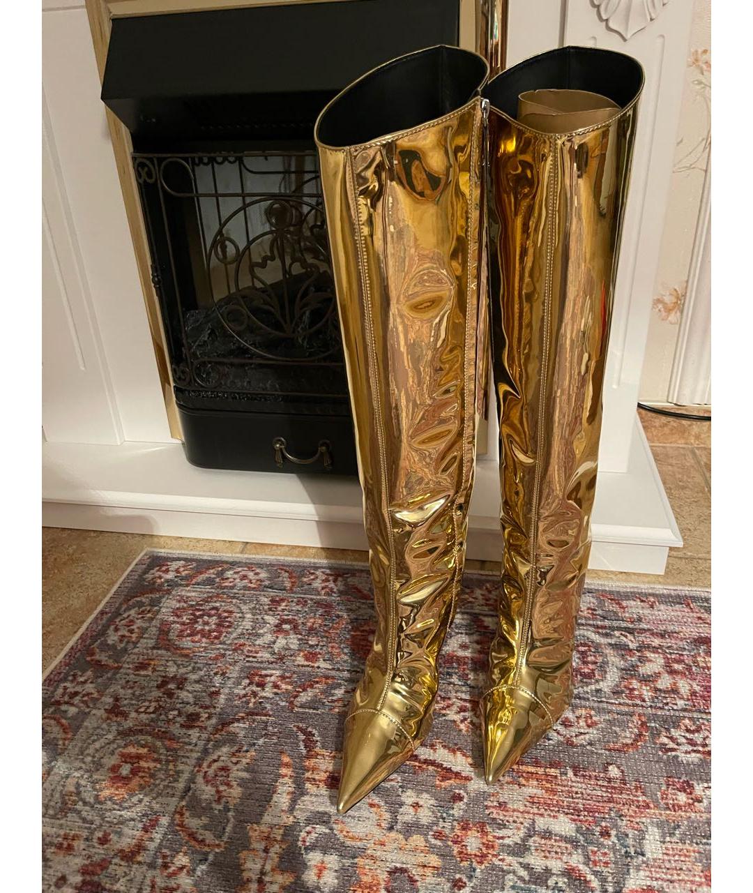 ALEXANDRE VAUTHIER Золотые кожаные сапоги, фото 2