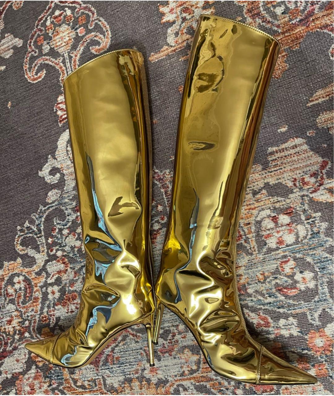 ALEXANDRE VAUTHIER Золотые кожаные сапоги, фото 4