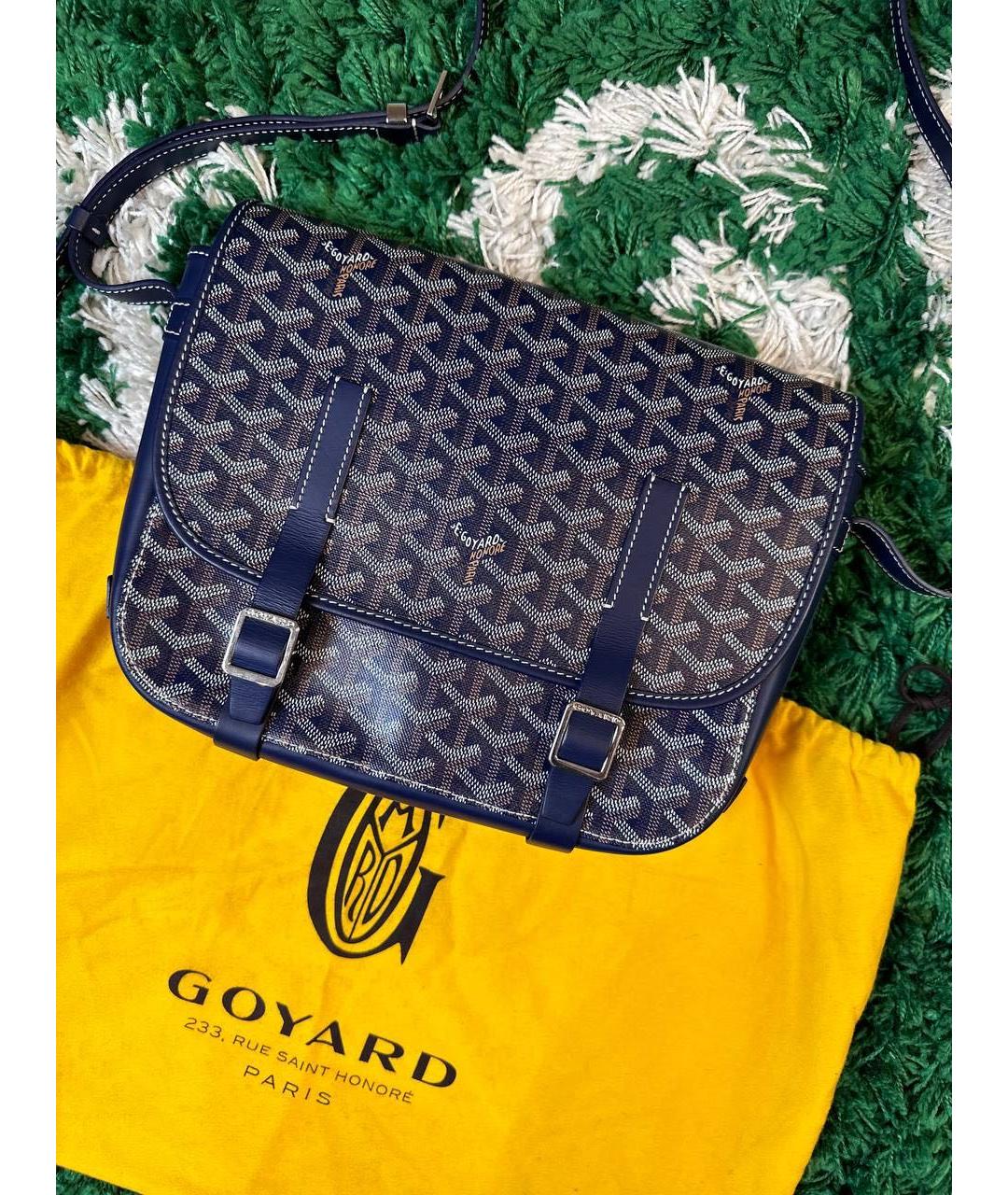 GOYARD Темно-синяя кожаная сумка на плечо, фото 2