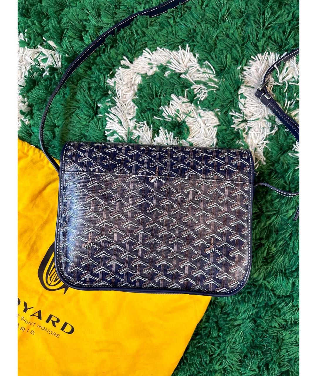 GOYARD Темно-синяя кожаная сумка на плечо, фото 3