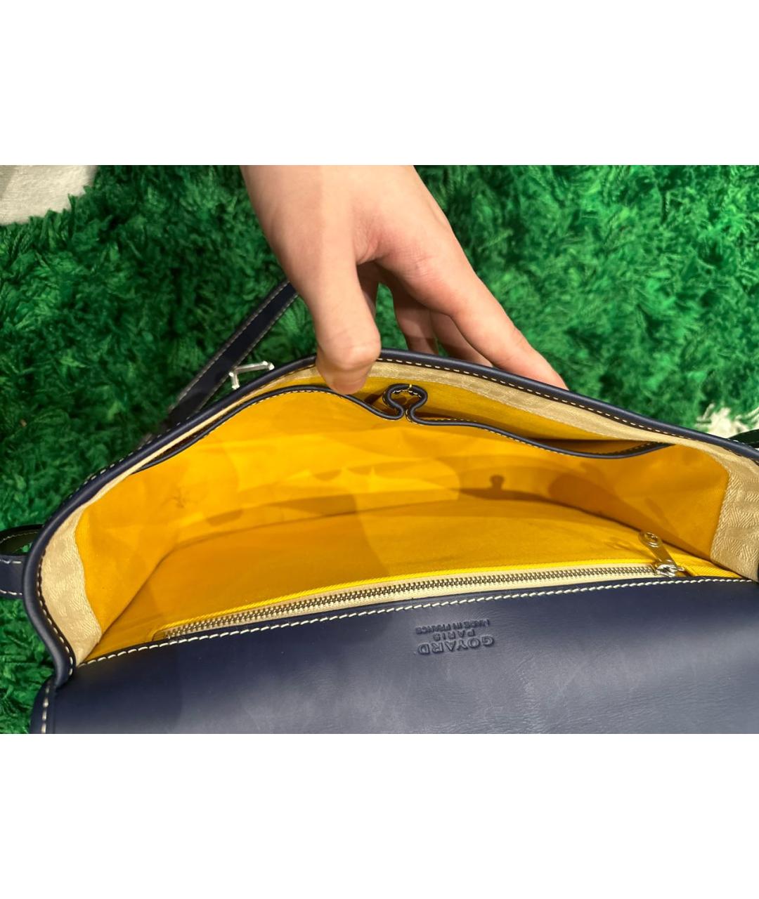 GOYARD Темно-синяя кожаная сумка на плечо, фото 4