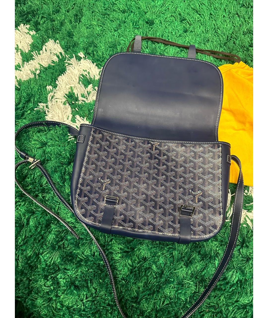 GOYARD Темно-синяя кожаная сумка на плечо, фото 5