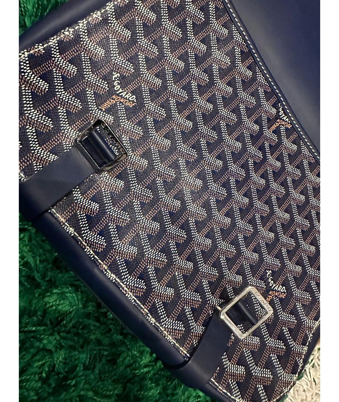 GOYARD Темно-синяя кожаная сумка на плечо, фото 6