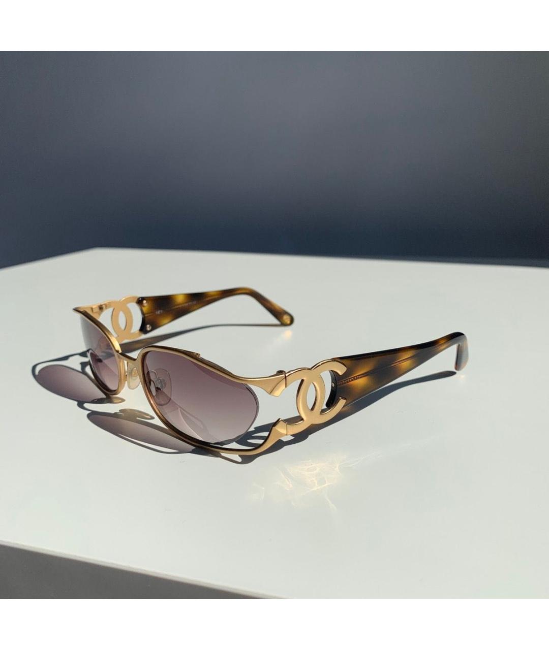 CHANEL PRE-OWNED Коричневые металлические солнцезащитные очки, фото 8