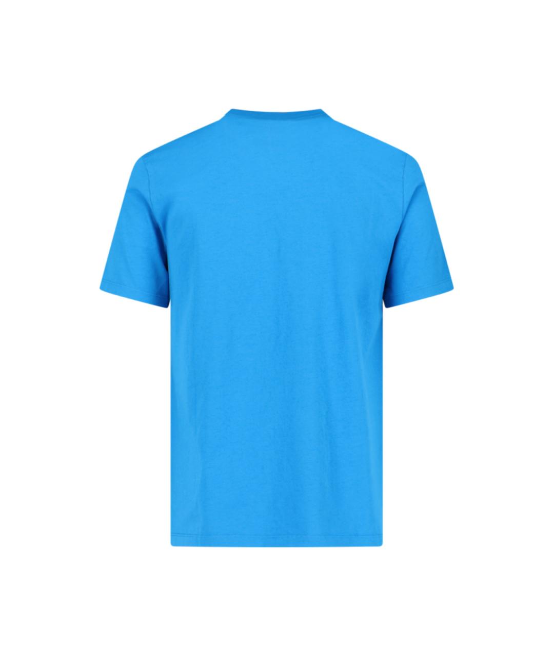 MAISON KITSUNE Синяя вискозная футболка, фото 2