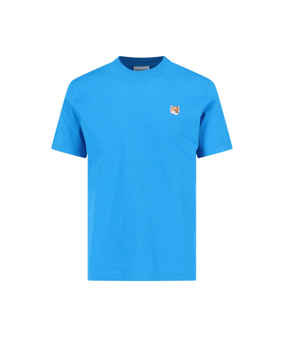 MAISON KITSUNE Синяя вискозная футболка, фото 1