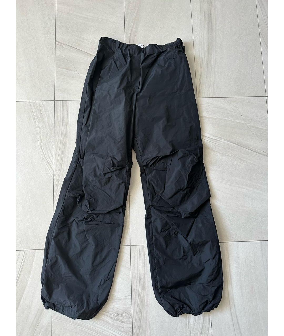 PERVERT Черные полиэстеровые брюки широкие, фото 3