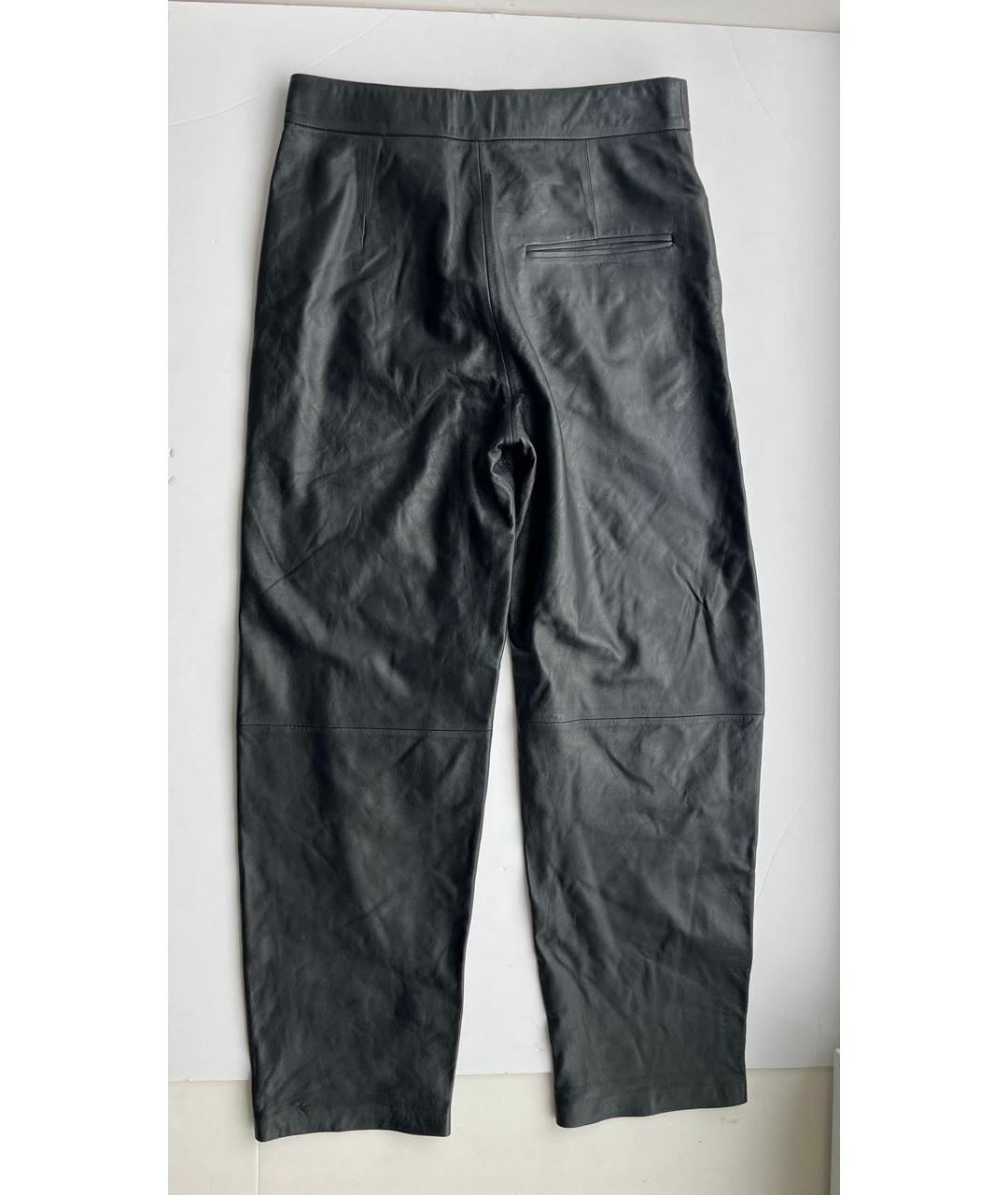 TOTEME Черные кожаные прямые брюки, фото 2