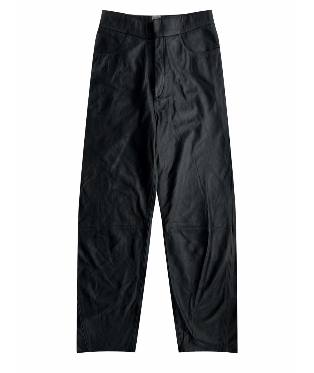 TOTEME Черные кожаные прямые брюки, фото 1