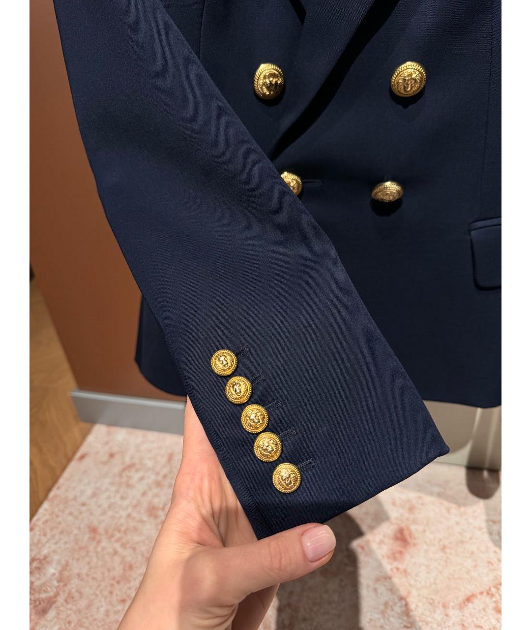 BALMAIN Синий шерстяной жакет/пиджак, фото 3