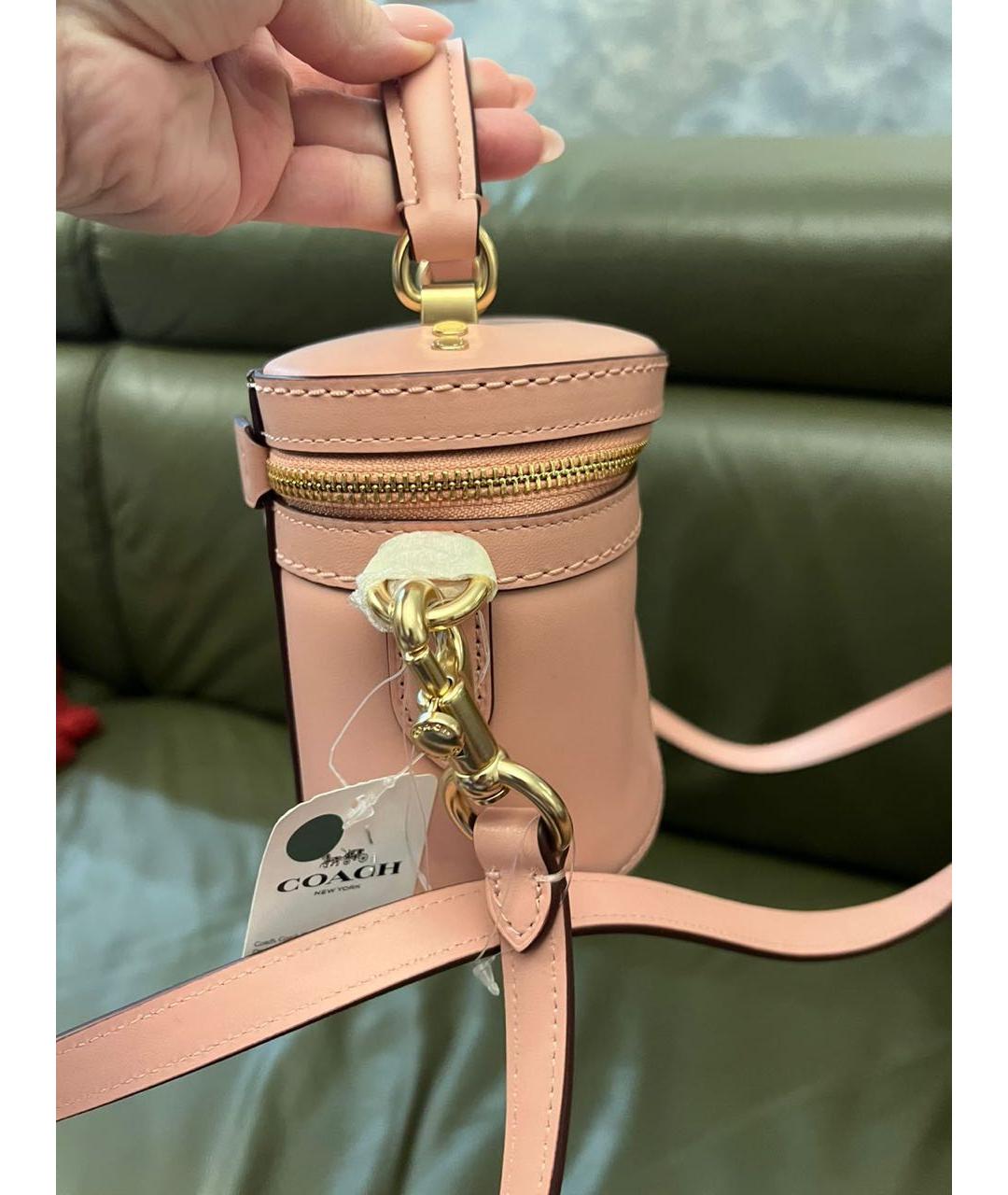 COACH Розовая кожаная сумка через плечо, фото 7