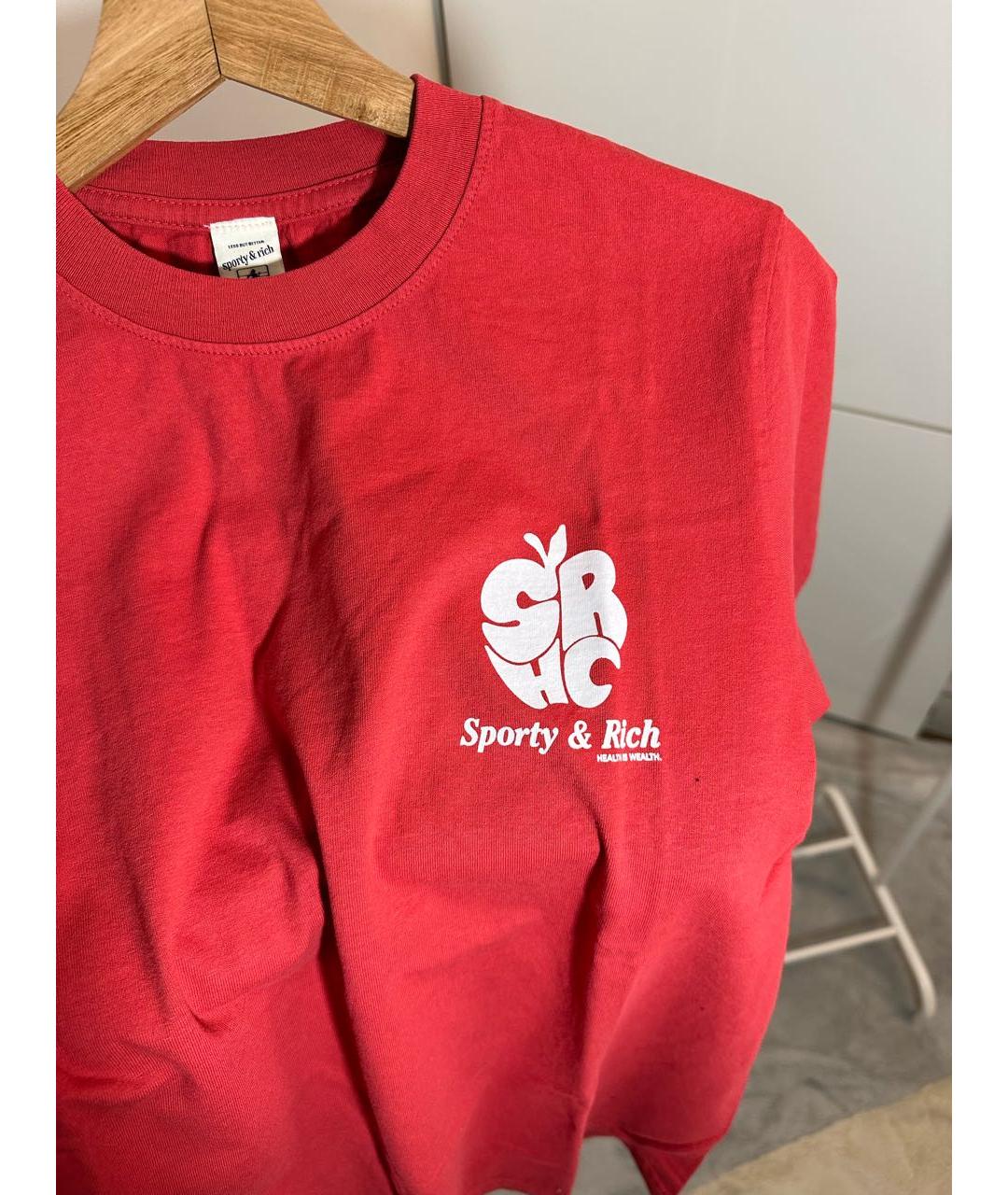 SPORTY AND RICH Красная хлопковая футболка, фото 4