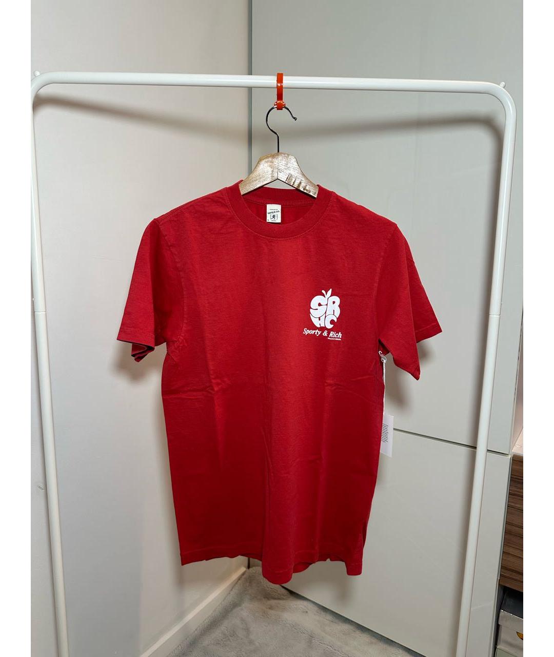 SPORTY AND RICH Красная хлопковая футболка, фото 2