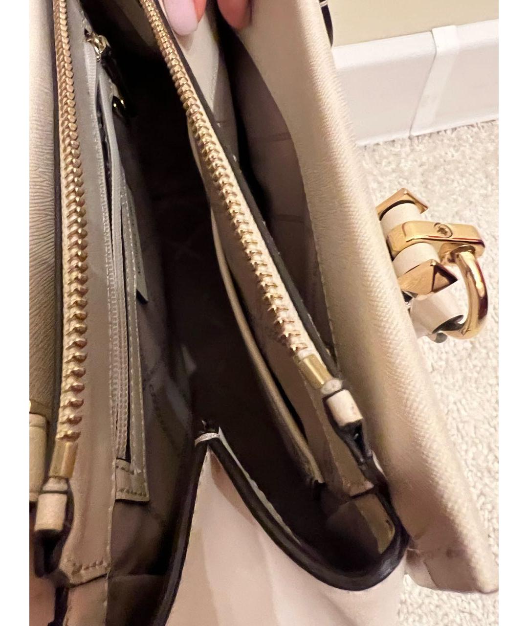 MICHAEL KORS Бежевая кожаная сумка с короткими ручками, фото 6