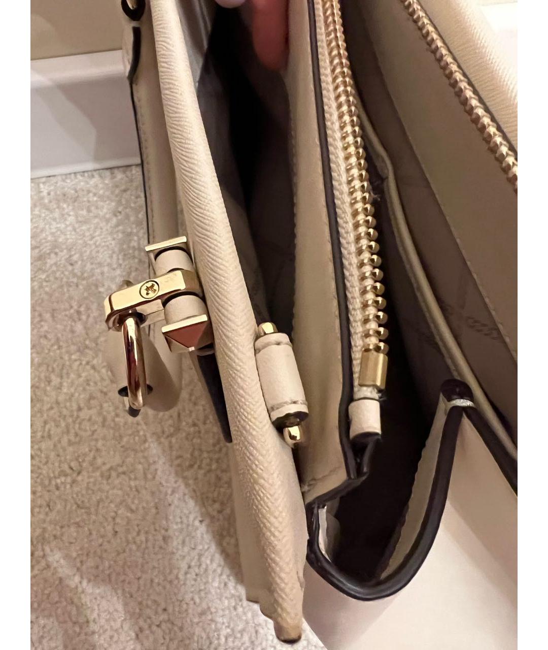MICHAEL KORS Бежевая кожаная сумка с короткими ручками, фото 7