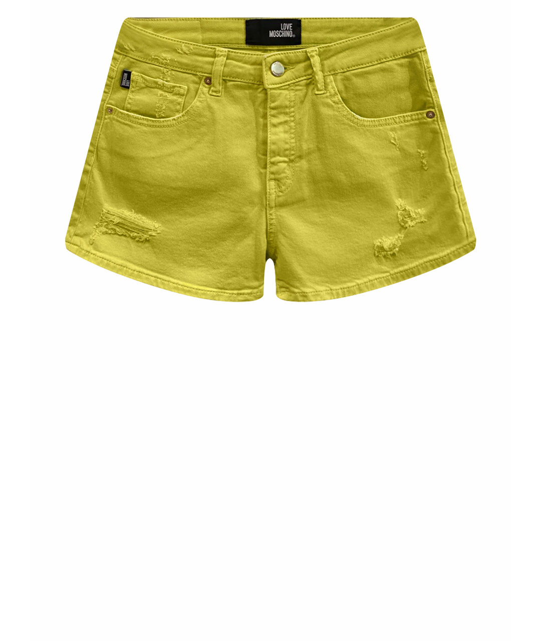 LOVE MOSCHINO Желтые хлопко-эластановые шорты, фото 1