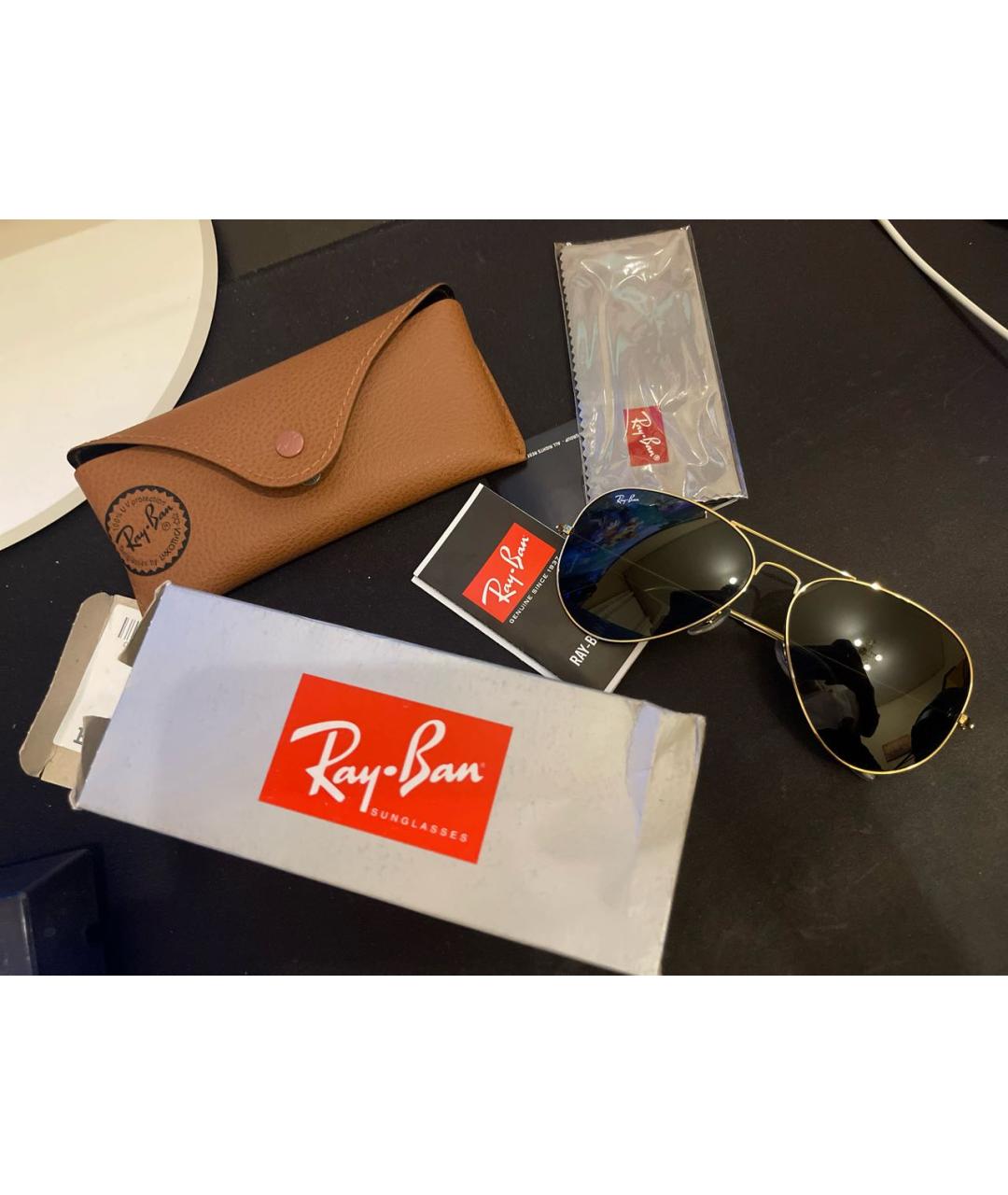 RAY BAN Серебряные металлические солнцезащитные очки, фото 4