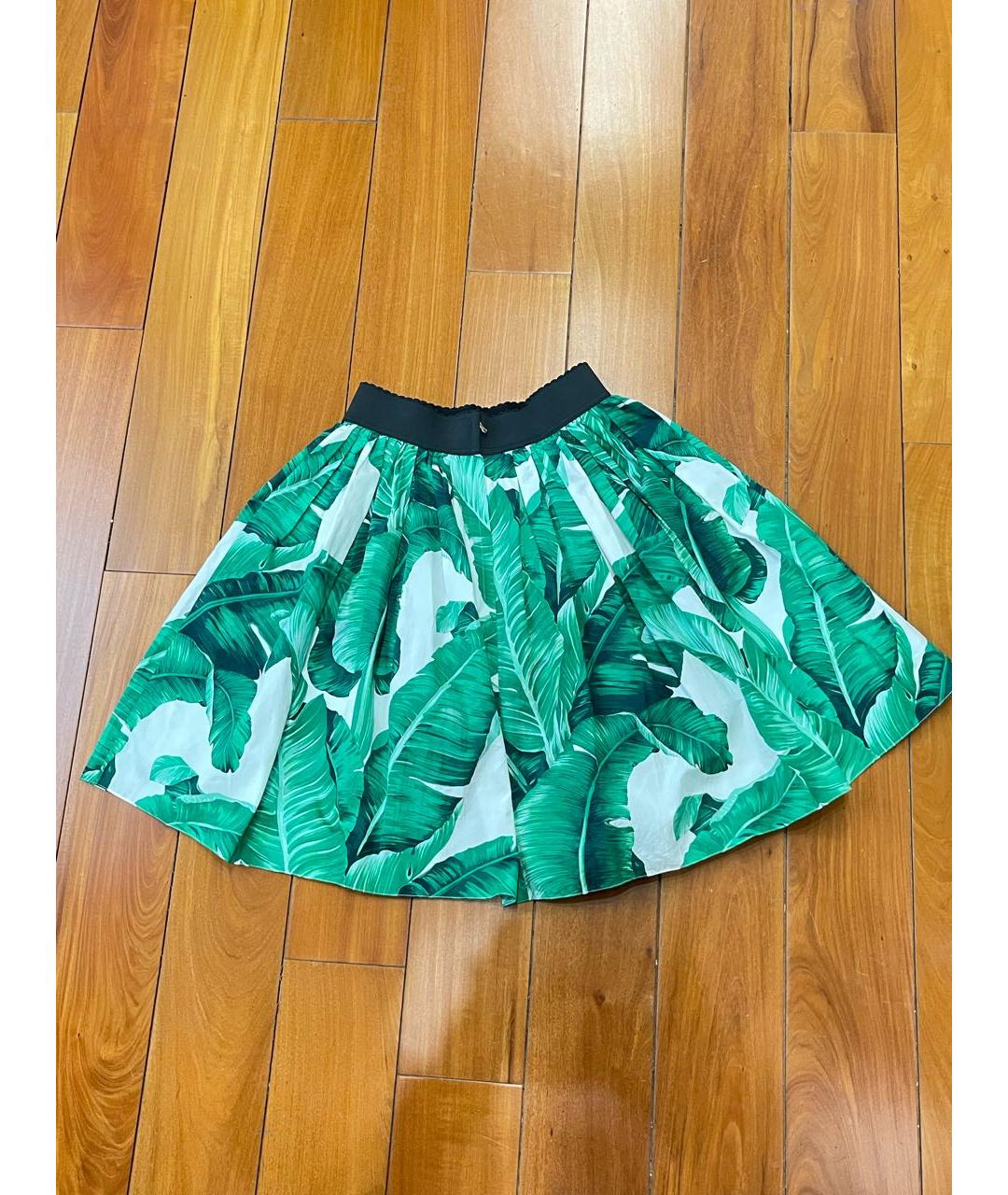 DOLCE&GABBANA Зеленая хлопковая юбка миди, фото 5
