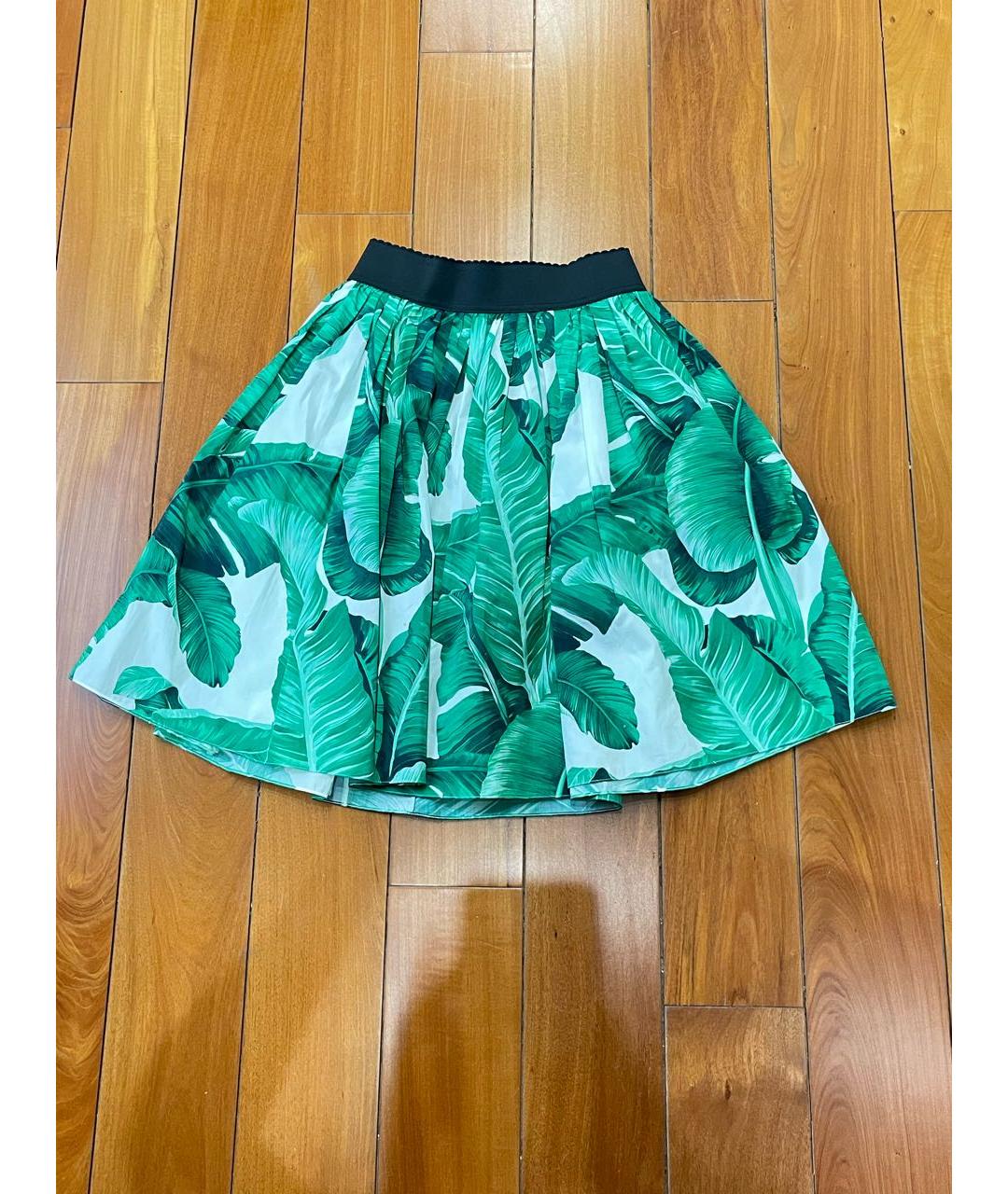 DOLCE&GABBANA Зеленая хлопковая юбка миди, фото 2