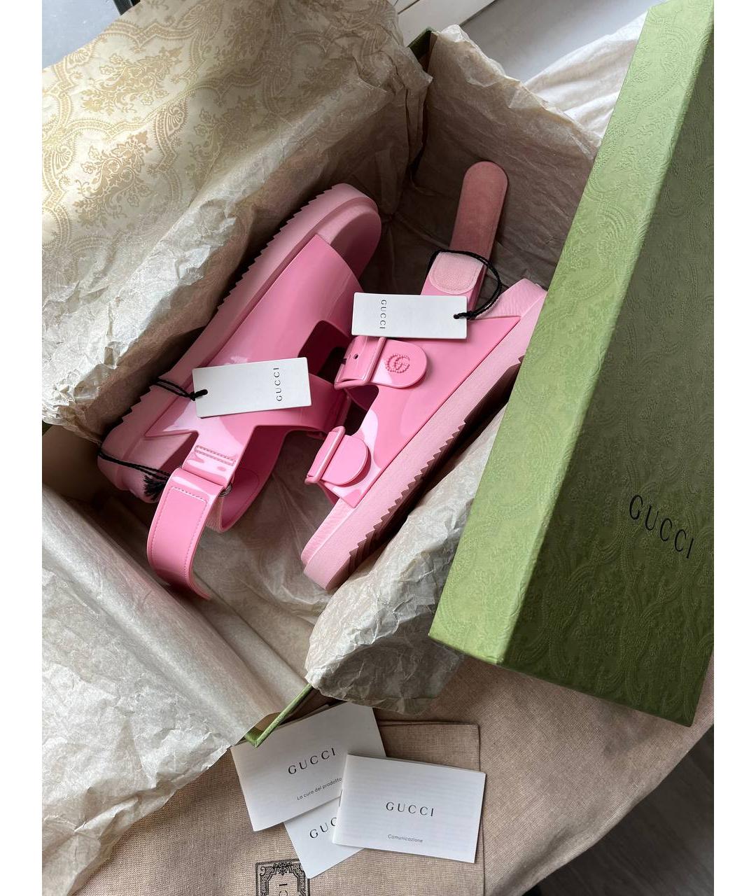 GUCCI Розовые резиновые сандалии, фото 2