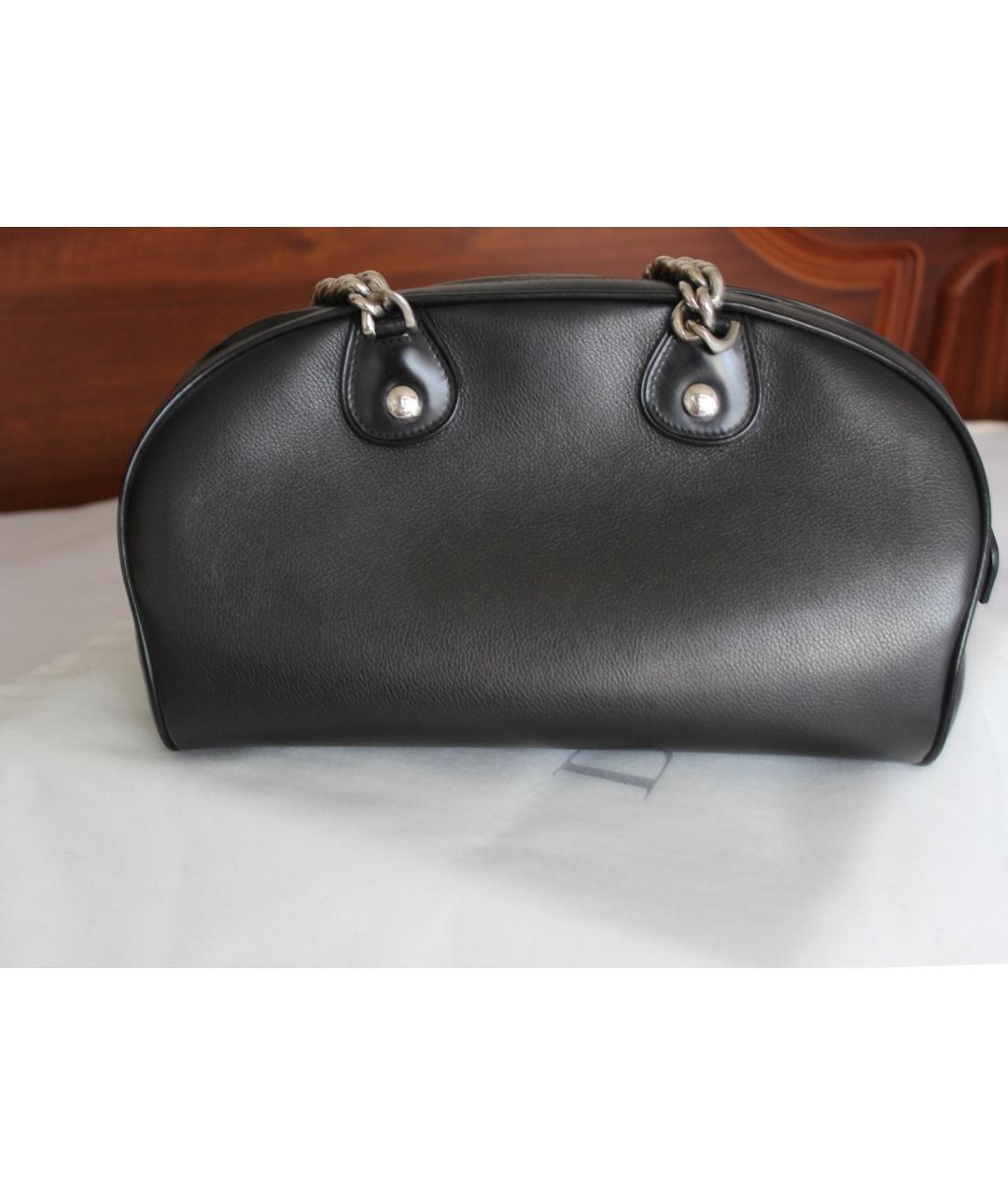 CHRISTIAN DIOR PRE-OWNED Черная кожаная сумка с короткими ручками, фото 2