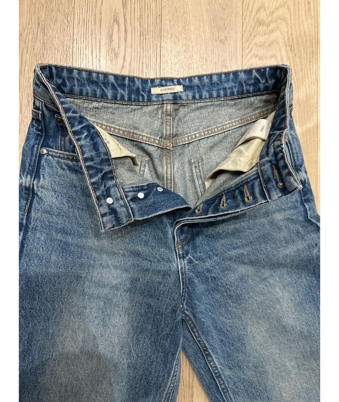 12 STOREEZ Синие хлопко-леновые прямые джинсы, фото 3