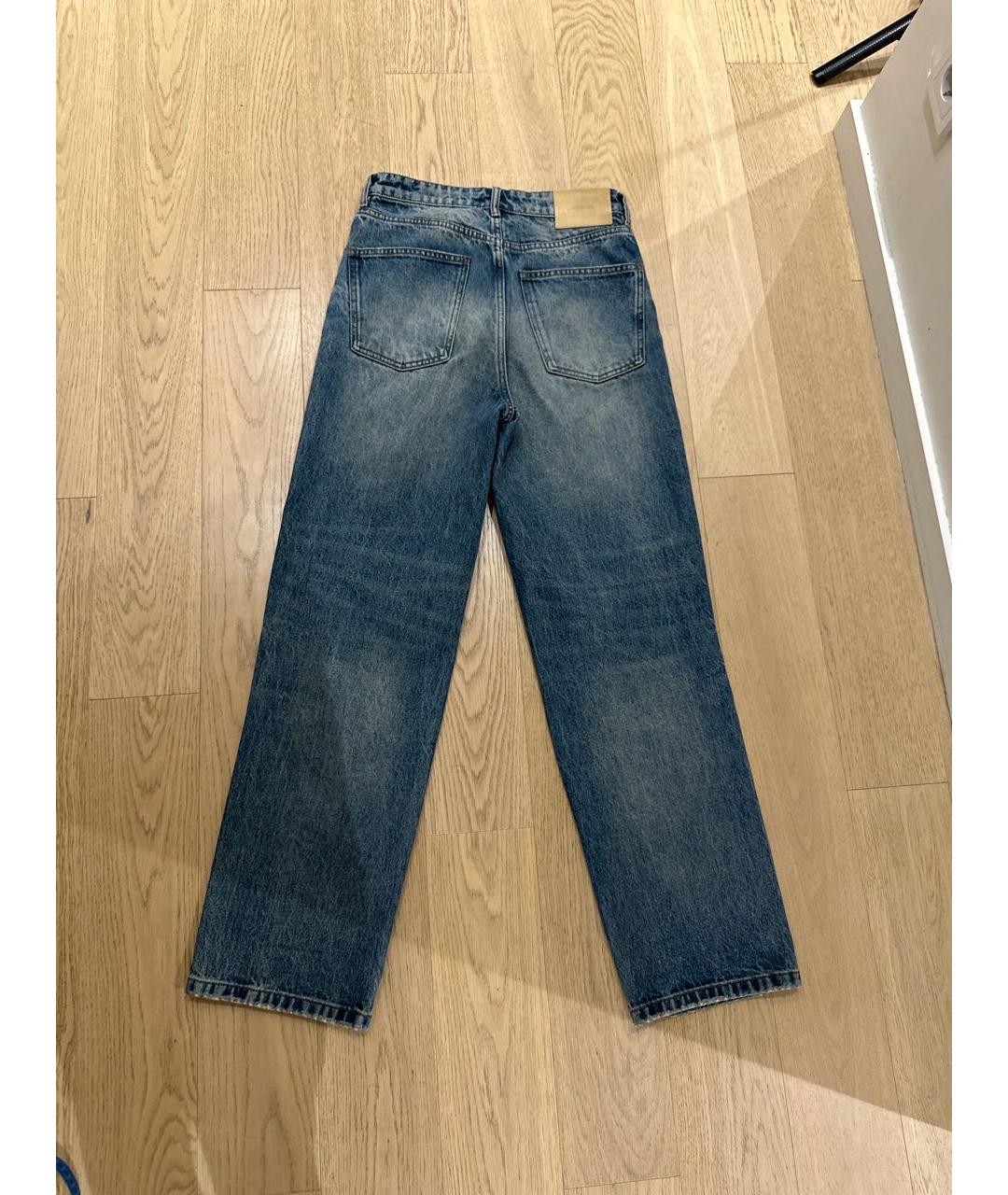 12 STOREEZ Синие хлопко-леновые прямые джинсы, фото 2